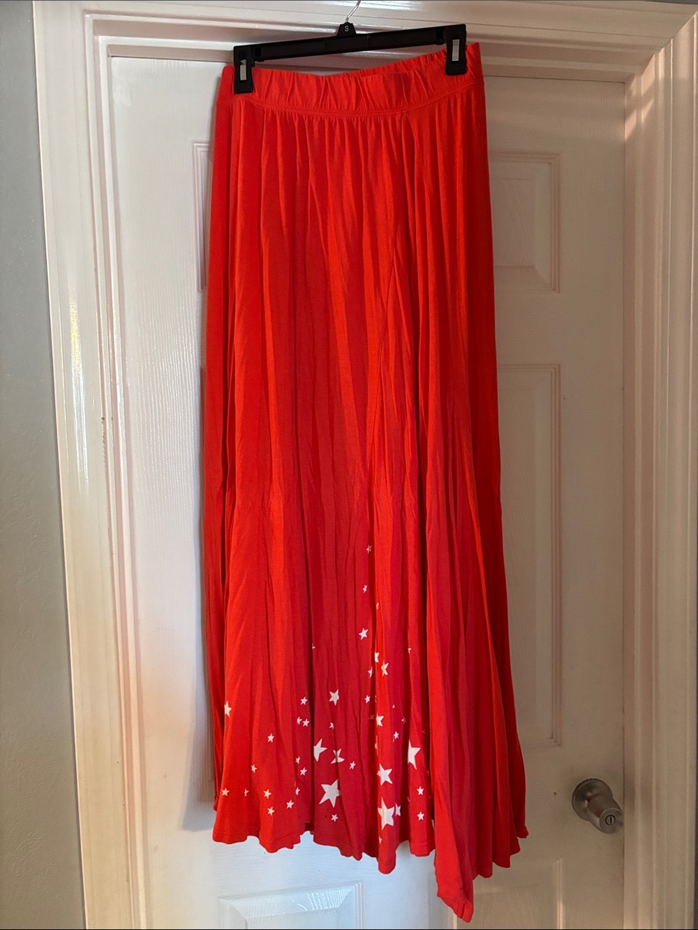 Red Maxi Skirt with Star Accent